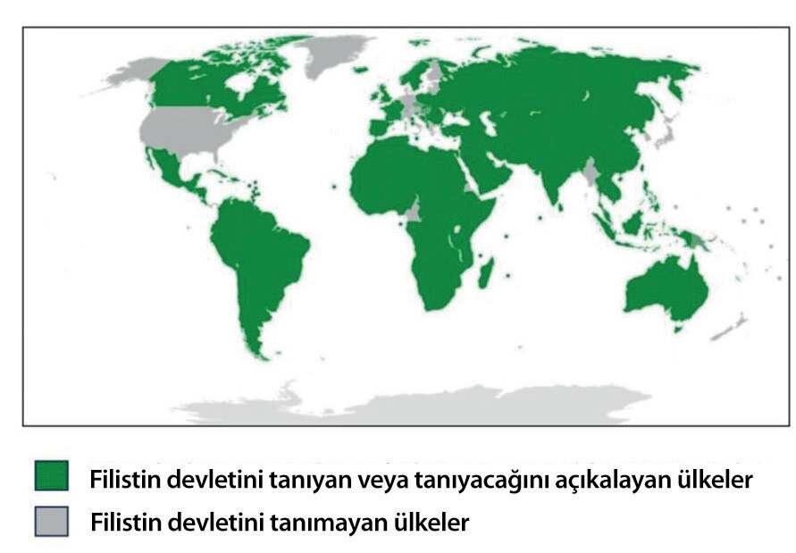 Filistin Devleti’ni tanıyan ülkeler, 22 Eylül 2025 (Harita: IMEMC, 2025).